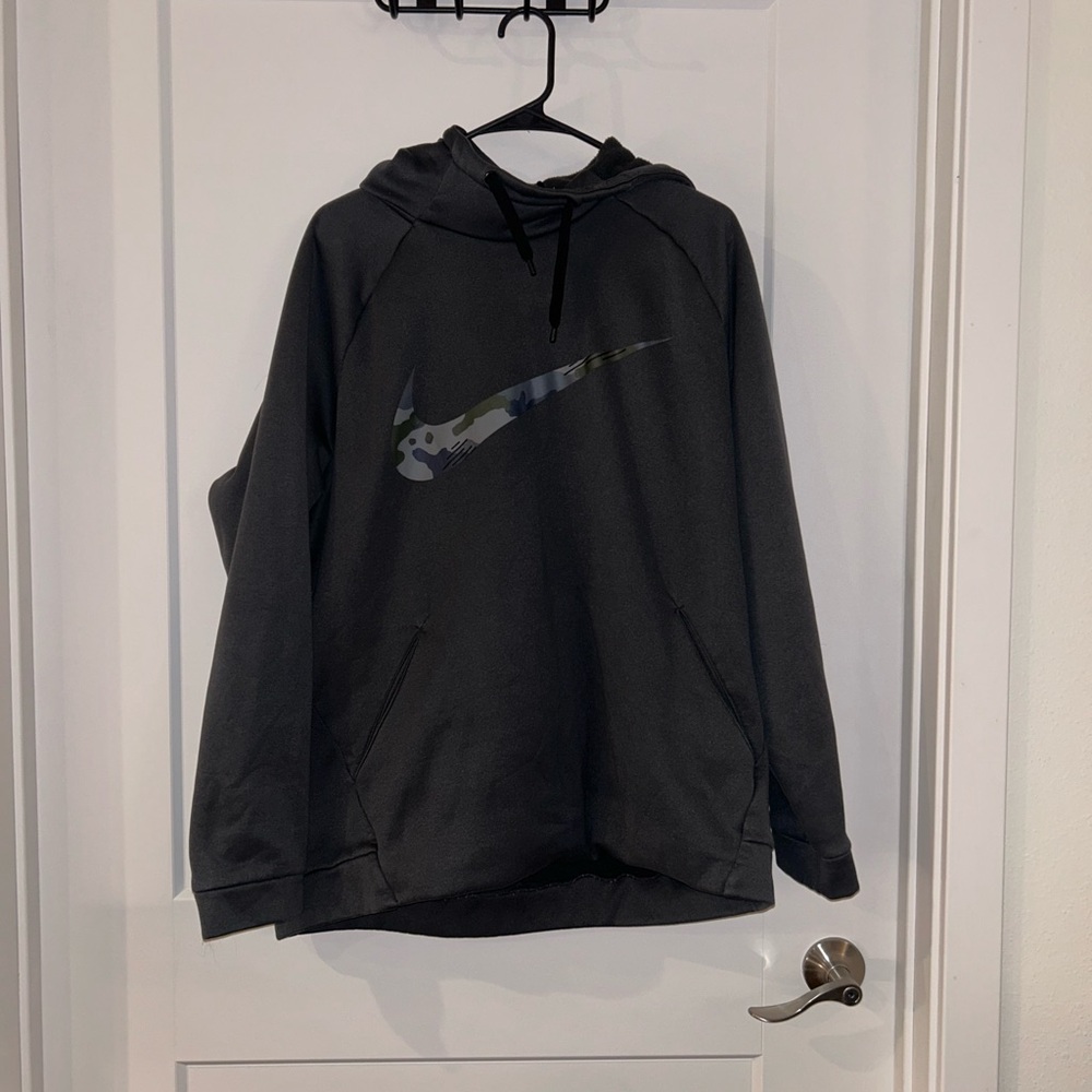 Nike Gray Hooded Sweatshirt with Swoosh Logo